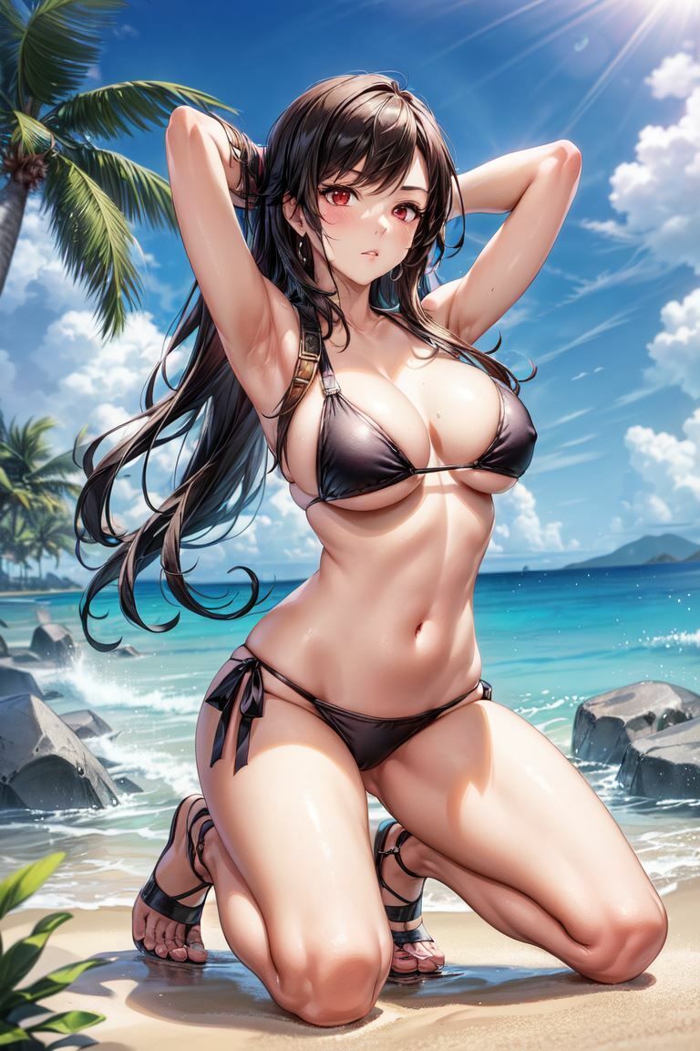 サンプル画像3:【黒と白のマイクロビキニ】ティファさんのイラスト集(ラブリーパンチ（パロディ）) [d_416214]