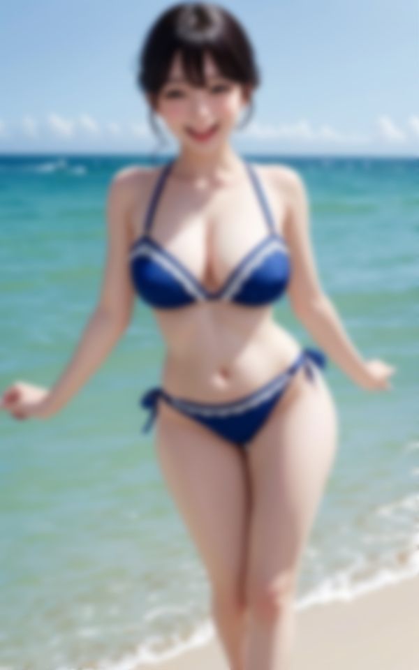 サンプル画像2:夏の海で出会った淫らな身体でピュアに笑う可愛い巨乳女子大生(AI萌え萌えサークル) [d_416366]