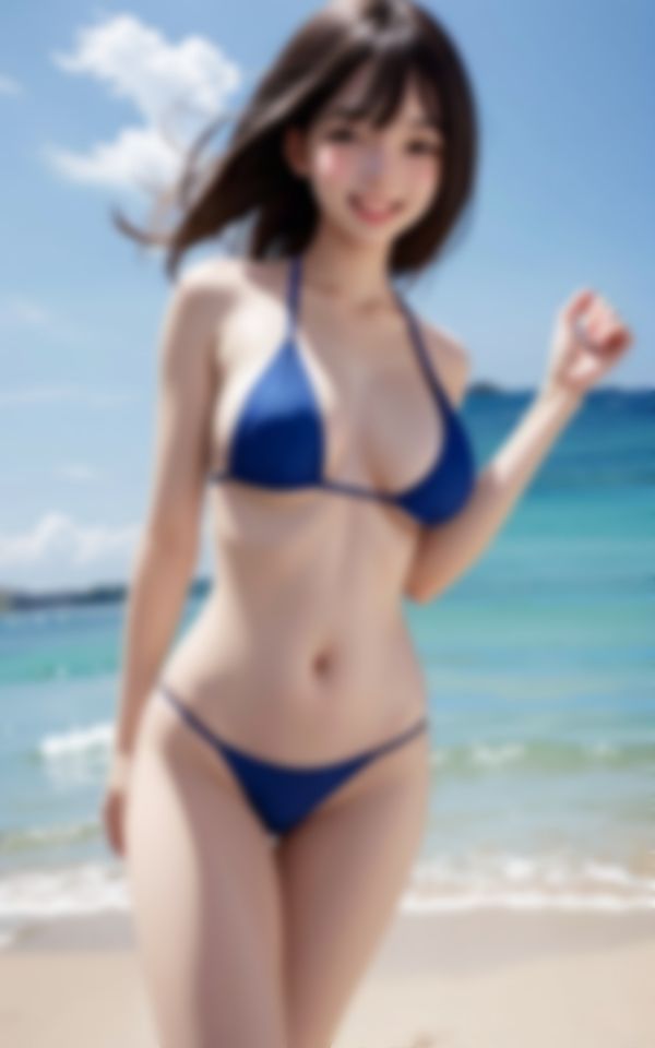 サンプル画像5:夏の海で出会った淫らな身体でピュアに笑う可愛い巨乳女子大生(AI萌え萌えサークル) [d_416366]