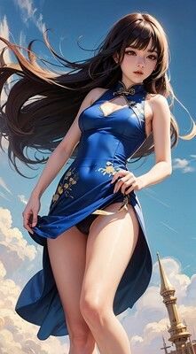 サンプル画像1:チャイナドレスでパンチラ美人(kakikomiai) [d_416431]