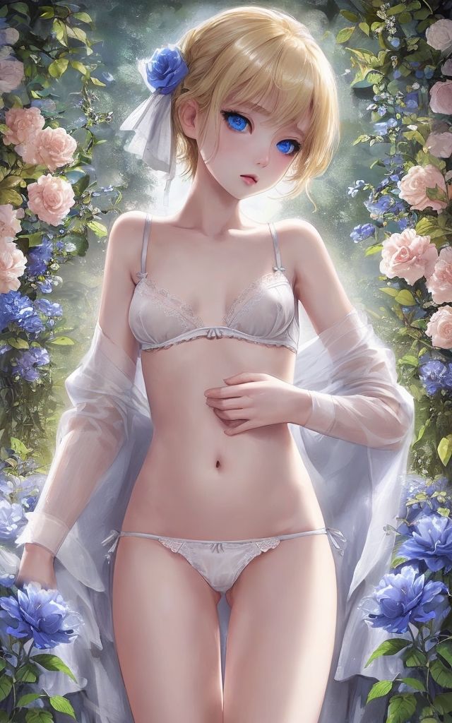 サンプル画像3:Transparent lingerie and flower(AI ARTS UK) [d_416489]