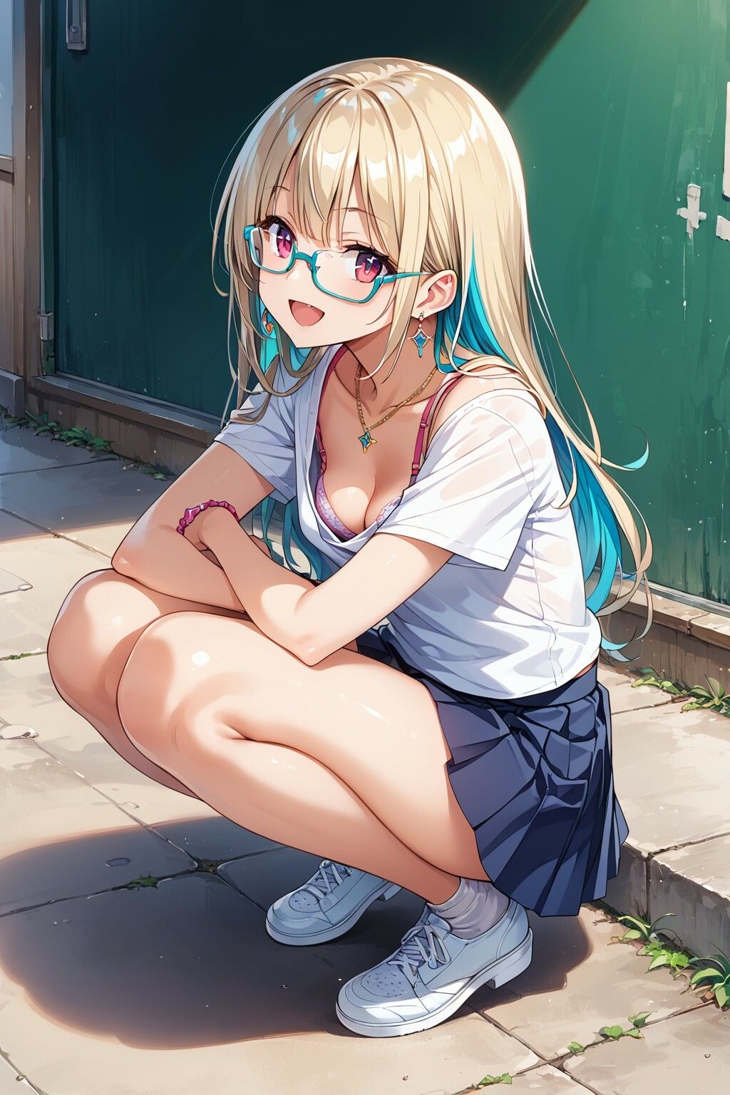 サンプル画像2:オタクに優しいギャルが胸チラ、ブラチラしながら抜いてくれるなんて！(美少女をAIしてる) [d_416806]