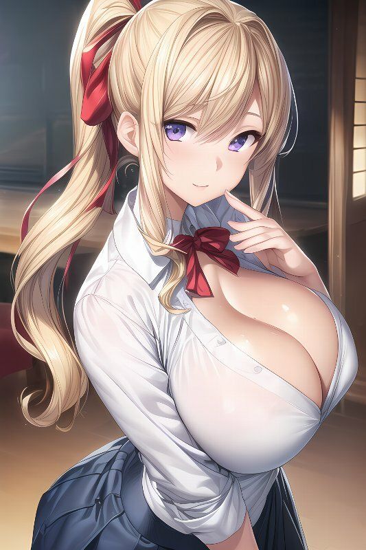 サンプル画像2:制服美少女 巨乳も下着も露わに(きらこん工房) [d_416957]