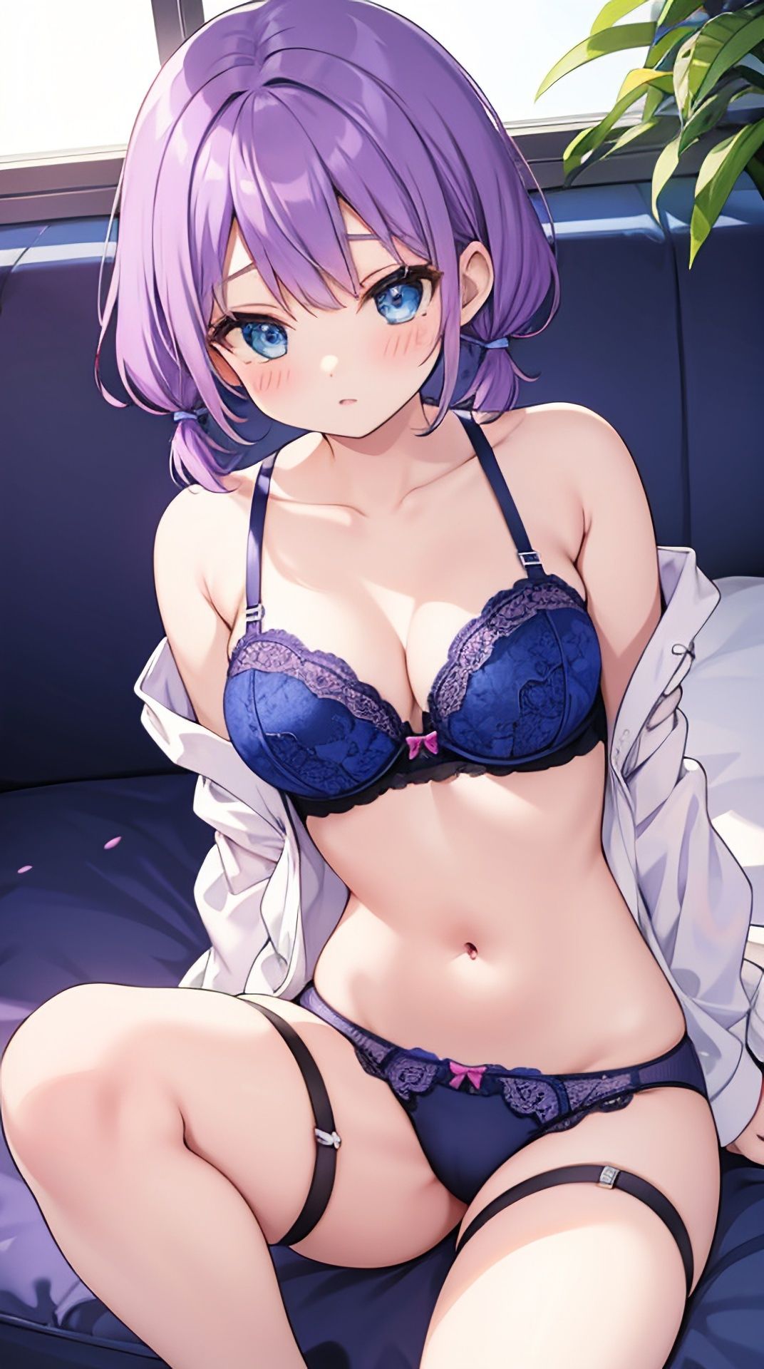 サンプル画像1:【ROCG032】下着100，紫髪ツインテール100，白髪猫耳100，黒髪100，約400枚，1072×1920完成(ローズ志向) [d_416971]