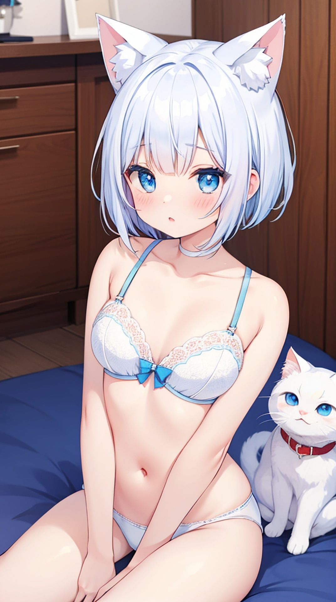 サンプル画像3:【ROCG032】下着100，紫髪ツインテール100，白髪猫耳100，黒髪100，約400枚，1072×1920完成(ローズ志向) [d_416971]