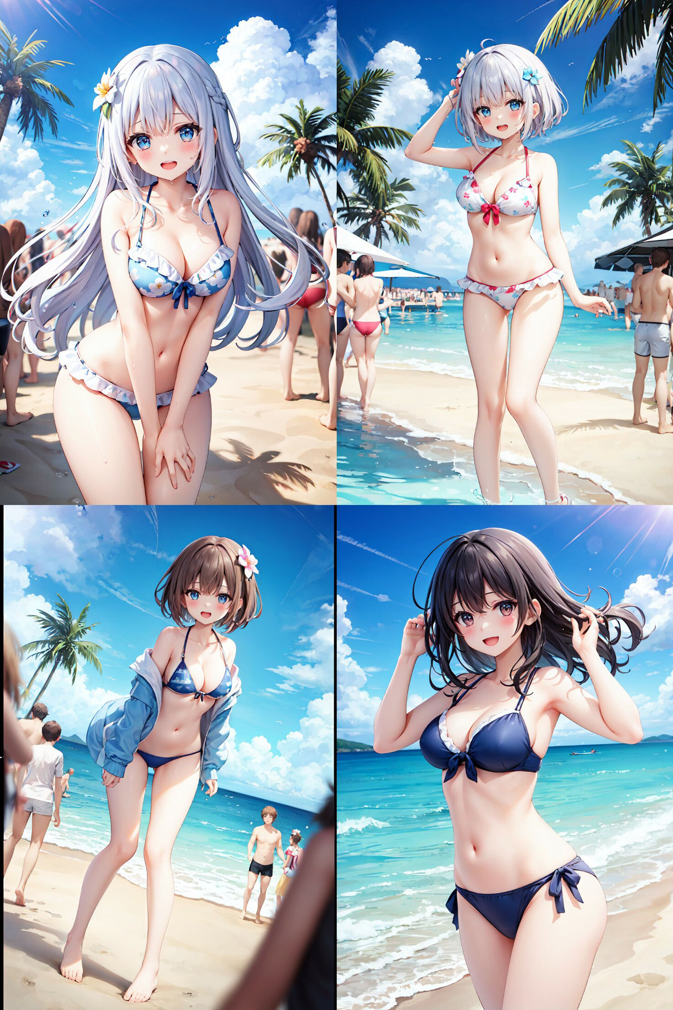 サンプル画像2:浜辺の誘惑(AIおぱいん屋) [d_417019]