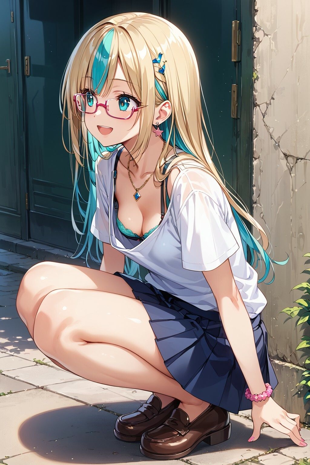 サンプル画像1:オタクに優しいギャルが胸チラしながら抜いてくれるなんて！3(美少女をAIしてる) [d_417243]