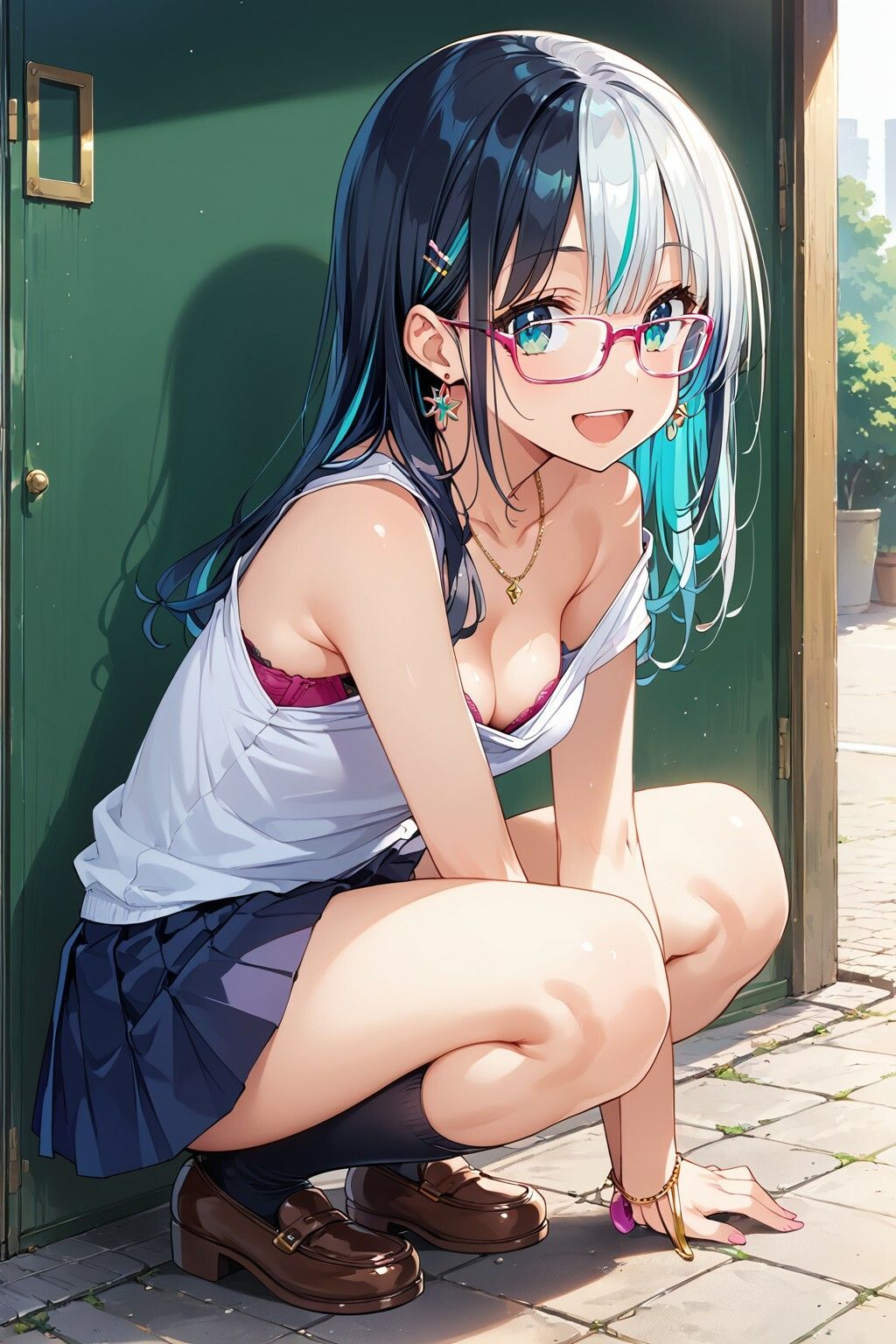 サンプル画像2:オタクに優しいギャルが胸チラしながら抜いてくれるなんて！3(美少女をAIしてる) [d_417243]