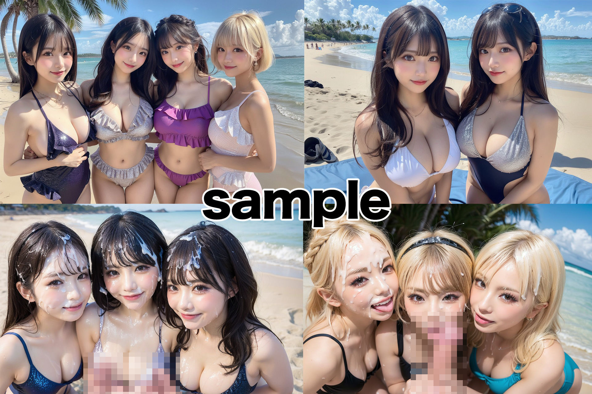 サンプル画像1:夏だ！水着だ！ギャルにザーメンぶっかけたい！（ビーチ編）(BiND！ – Bukkake is Not Dead！) [d_418045]