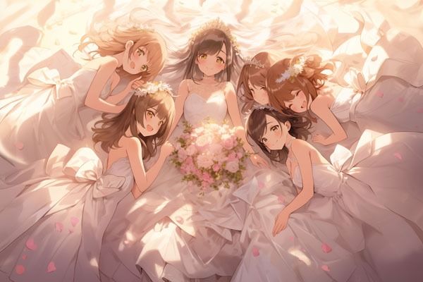 【ドレス美少女28】ウエディングドレス×アイドルグループのサンプル画像 6