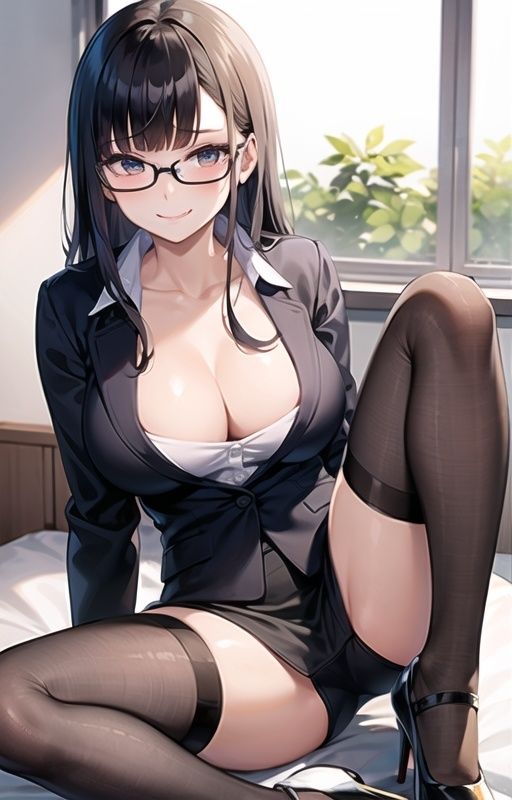 サンプル画像3:メガネが似合う女上司をお持ち帰り！着衣のままおまんこに中出し(ひだひだタコつぼ) [d_419215]