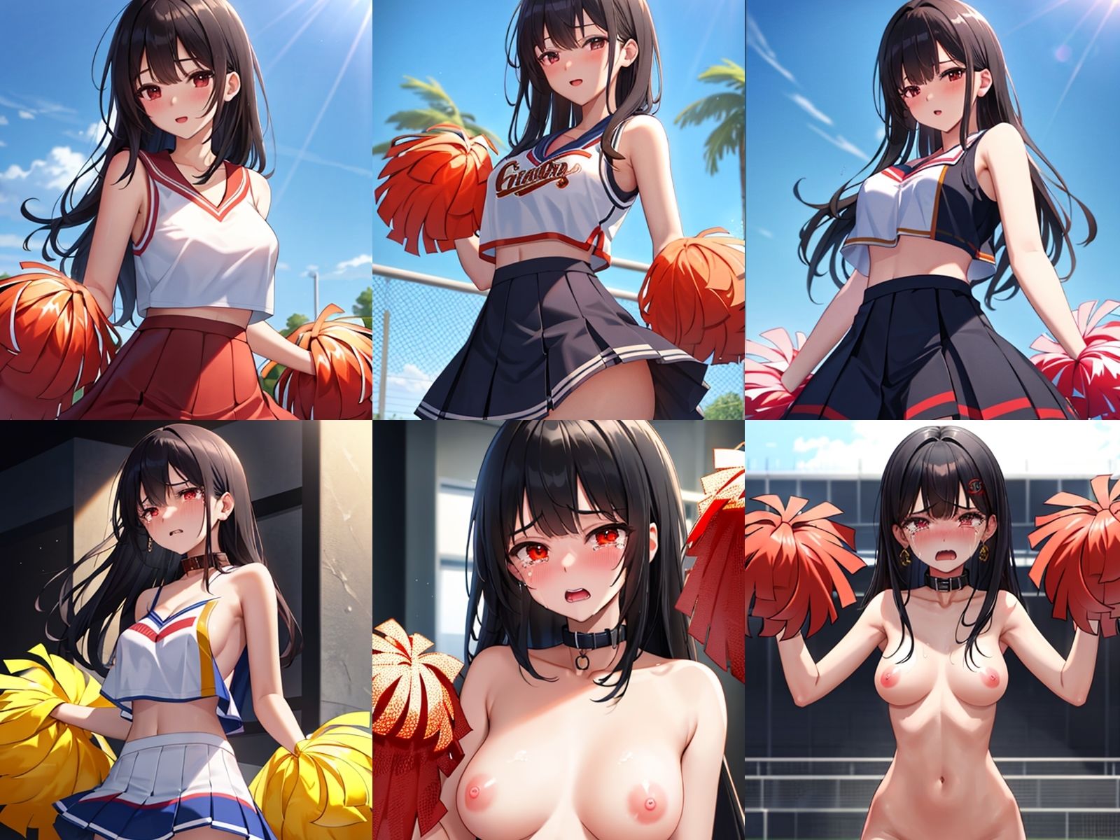 サンプル画像1:黒髪チアガールJKを中出しセックスで快楽堕ちさせてアヘ顔ボテ腹にしてみた(アヘアヘ工房) [d_419621]