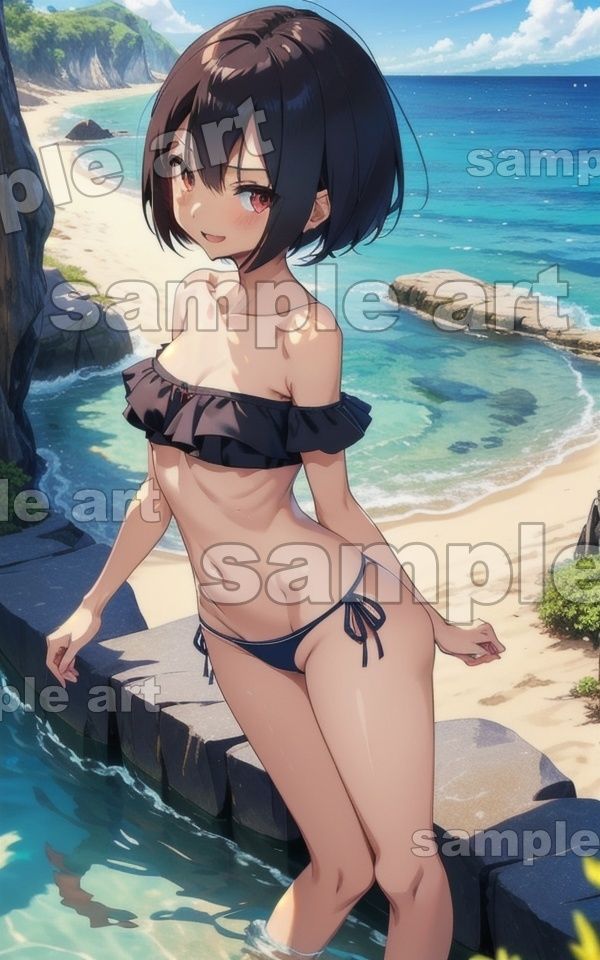 サンプル画像3:海の家でまさかのJK青姦！湘南のプライベートビーチにやってきた水着JK(痴女ステンドグラス) [d_420136]