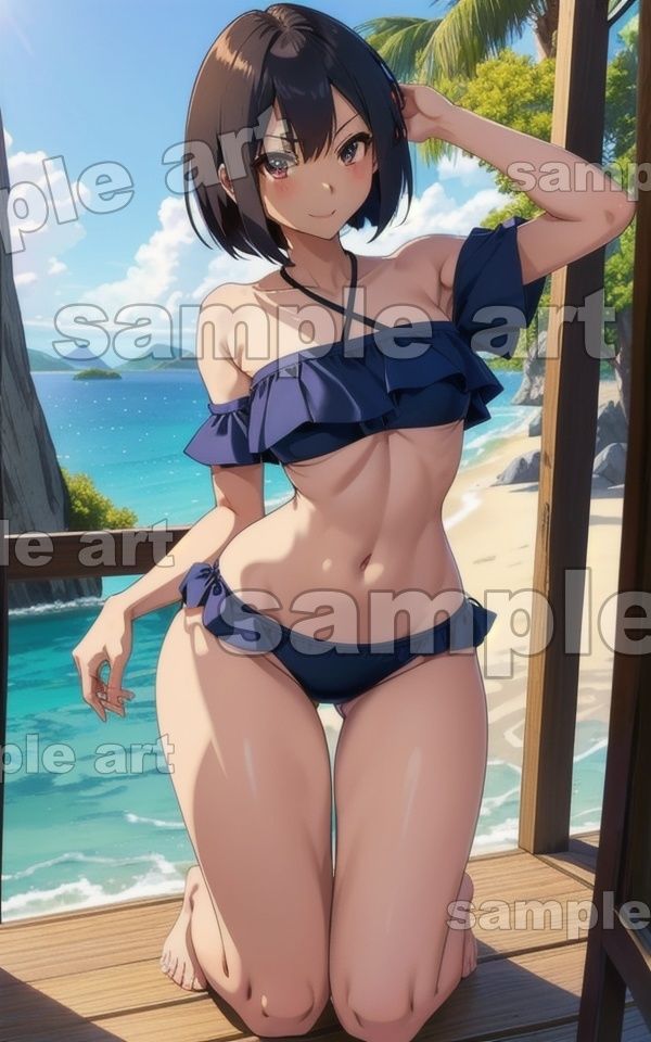 サンプル画像4:海の家でまさかのJK青姦！湘南のプライベートビーチにやってきた水着JK(痴女ステンドグラス) [d_420136]