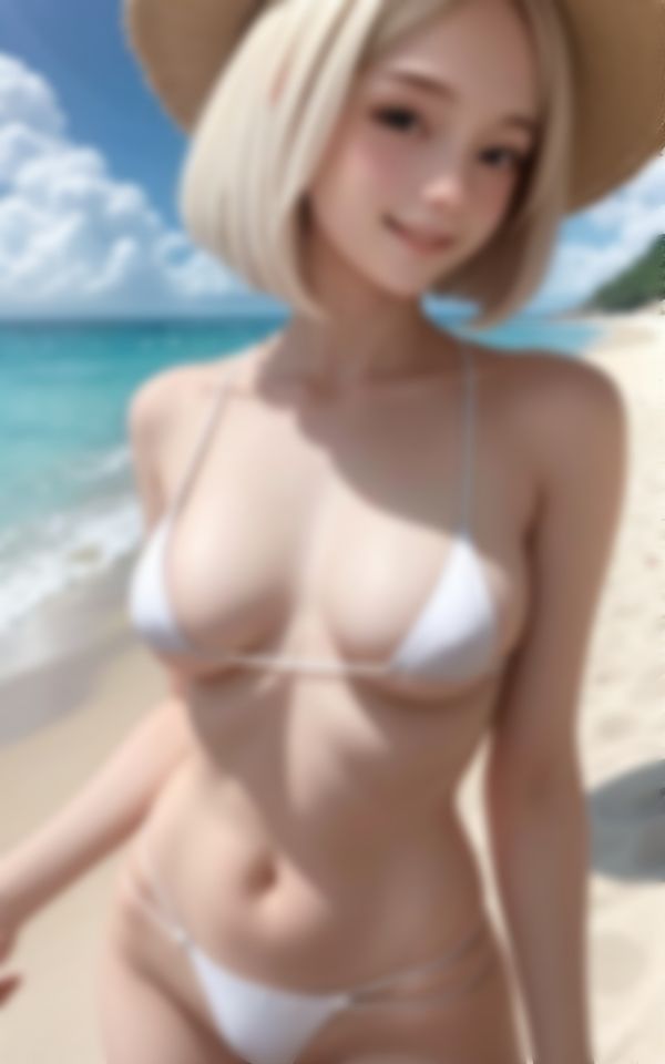 サンプル画像2:夏の海に現れたえちえちすぎる淫乱白ギャル画像集(あくあAI) [d_420547]