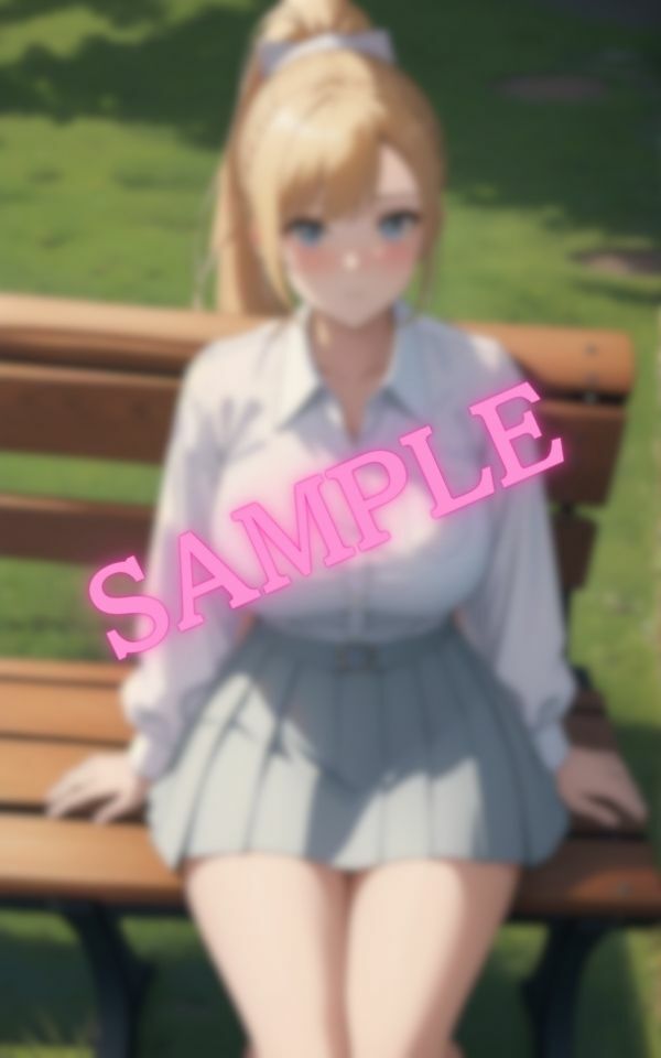 サンプル画像2:ミニスカでベンチに座っている巨乳ギャル(エッチなお部屋) [d_421039]