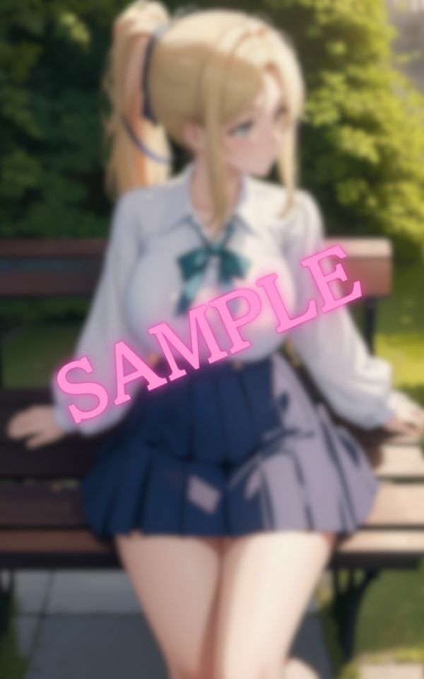 サンプル画像4:ミニスカでベンチに座っている巨乳ギャル(エッチなお部屋) [d_421039]