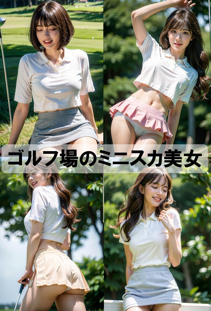 サンプル画像2:ゴルフ場のミニスカ美女(AIpril Fool リアル系) [d_422640]