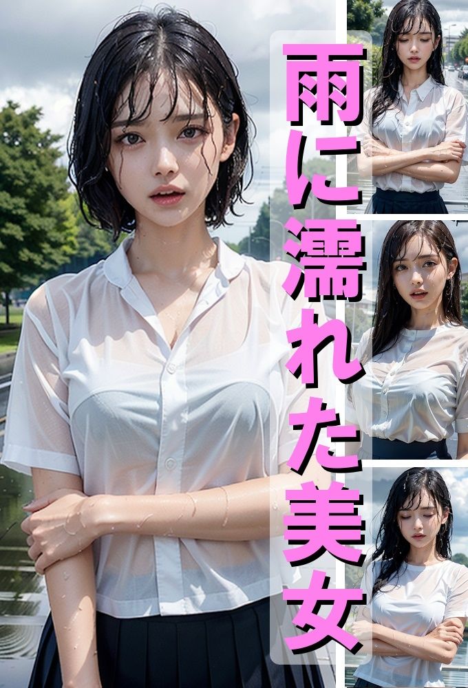 サンプル画像1:雨に濡れた美女(AIpril Fool リアル系) [d_422648]