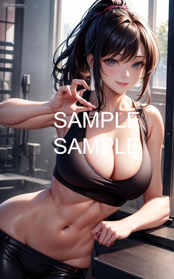 サンプル画像1:ジムで運動する巨乳美女イラスト集(ラテ) [d_422693]