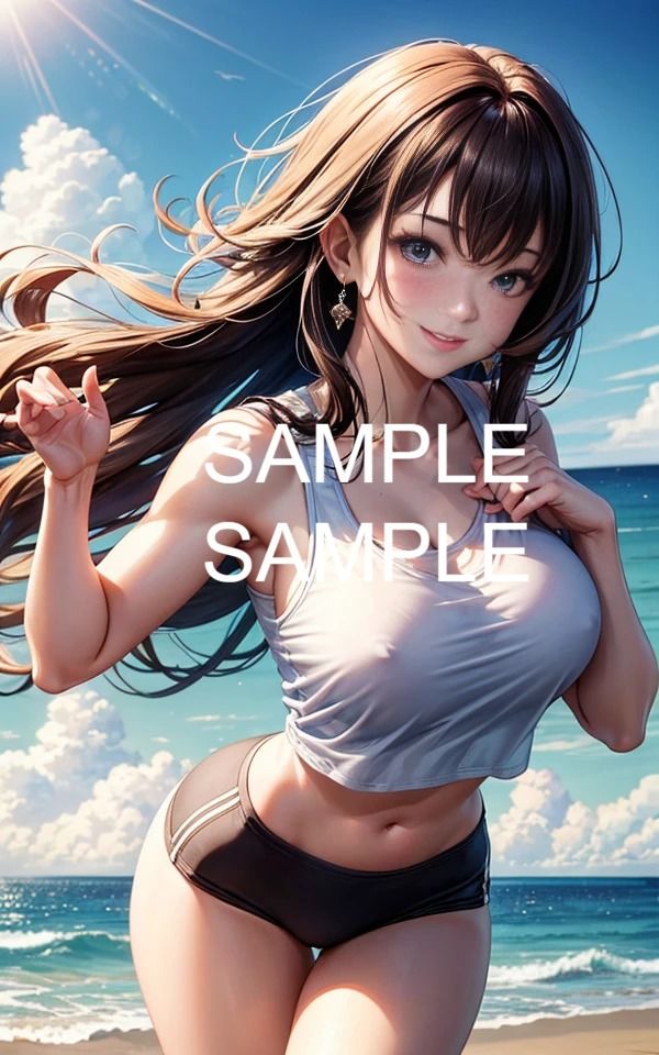 サンプル画像2:ジムで運動する巨乳美女イラスト集(ラテ) [d_422693]