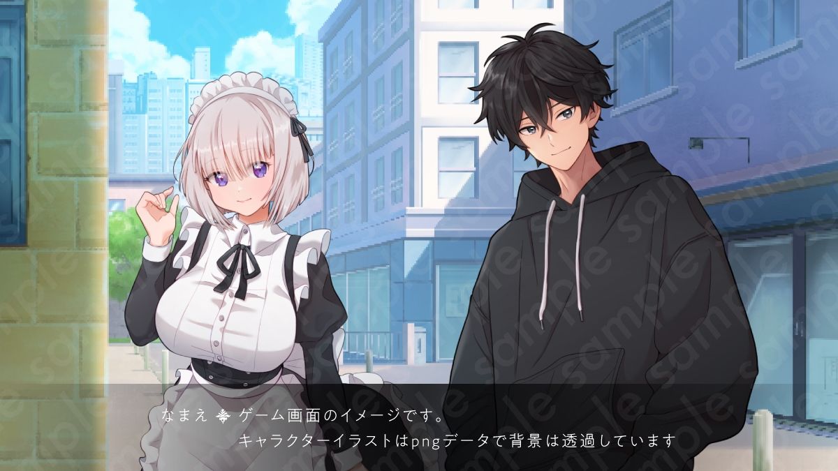 サンプル画像3:【立ち絵素材】落ち着いた雰囲気の銀髪メイド女性のイラスト・ファンタジー・巨乳/服有りver・裸verの2種類/全身差分14種【PSD付き】(素材WIZPACK) [d_423324]