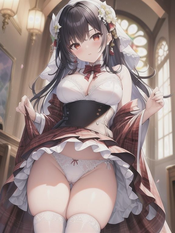 サンプル画像1:ドレス姿の彼女のパンツは天国だった件(AIの本気) [d_423442]