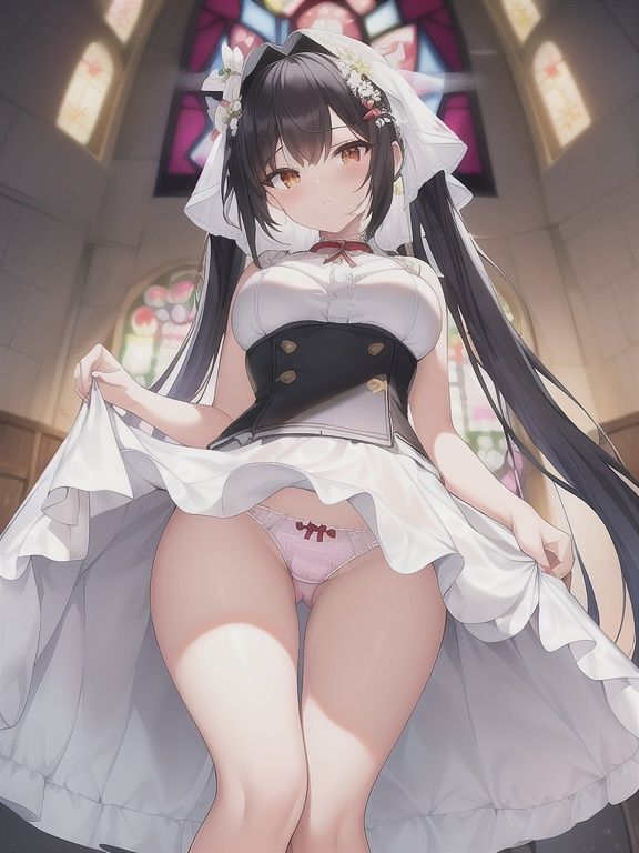 サンプル画像2:ドレス姿の彼女のパンツは天国だった件(AIの本気) [d_423442]