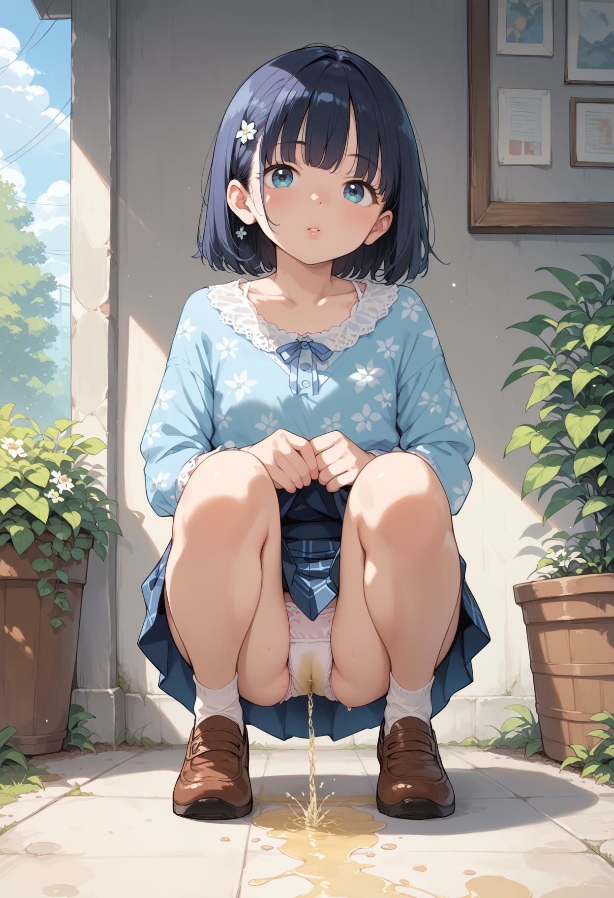 サンプル画像3:【お嬢様のレースのパンティ】すわってオシッコおもらし(AI_Peeパンティ) [d_424156]