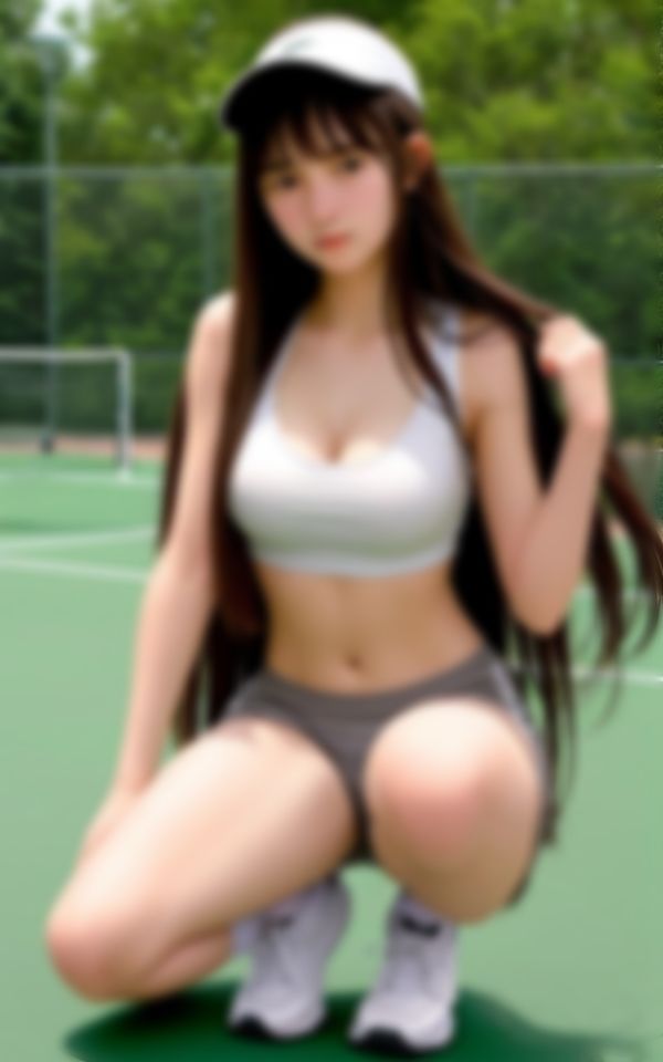 サンプル画像1:テニスコートで遭遇した淫らなユニフォームを着こなす巨乳淫乱ハーフ美女(かなえAI) [d_424268]