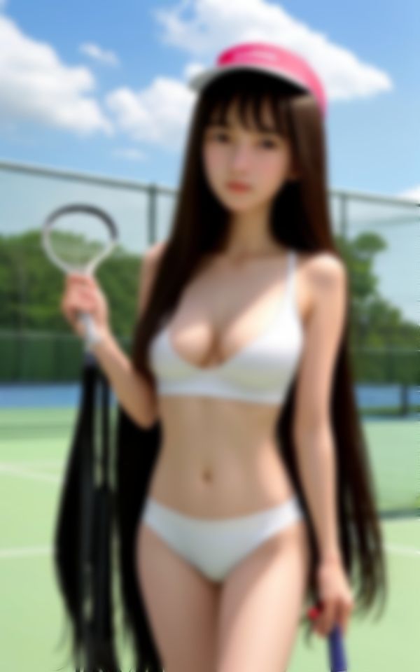 サンプル画像3:テニスコートで遭遇した淫らなユニフォームを着こなす巨乳淫乱ハーフ美女(かなえAI) [d_424268]