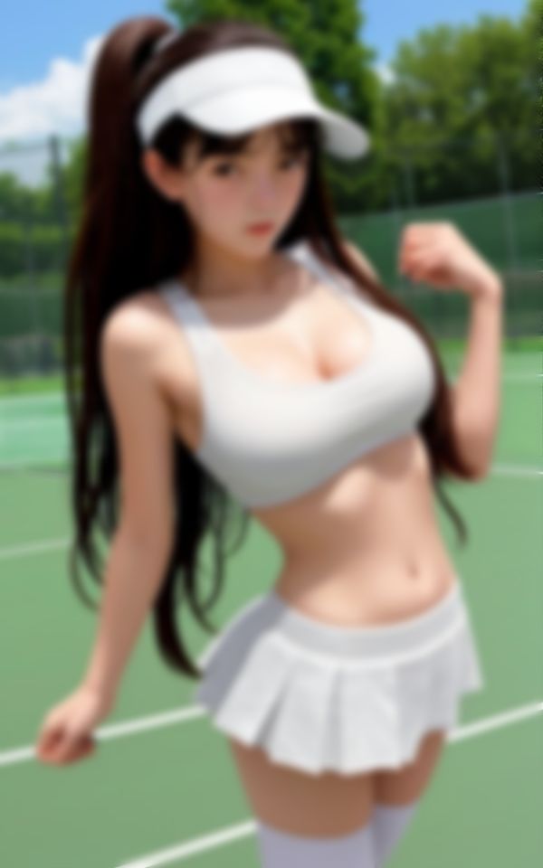 サンプル画像4:テニスコートで遭遇した淫らなユニフォームを着こなす巨乳淫乱ハーフ美女(かなえAI) [d_424268]