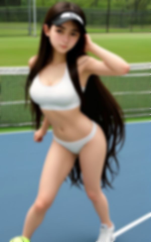 サンプル画像5:テニスコートで遭遇した淫らなユニフォームを着こなす巨乳淫乱ハーフ美女(かなえAI) [d_424268]