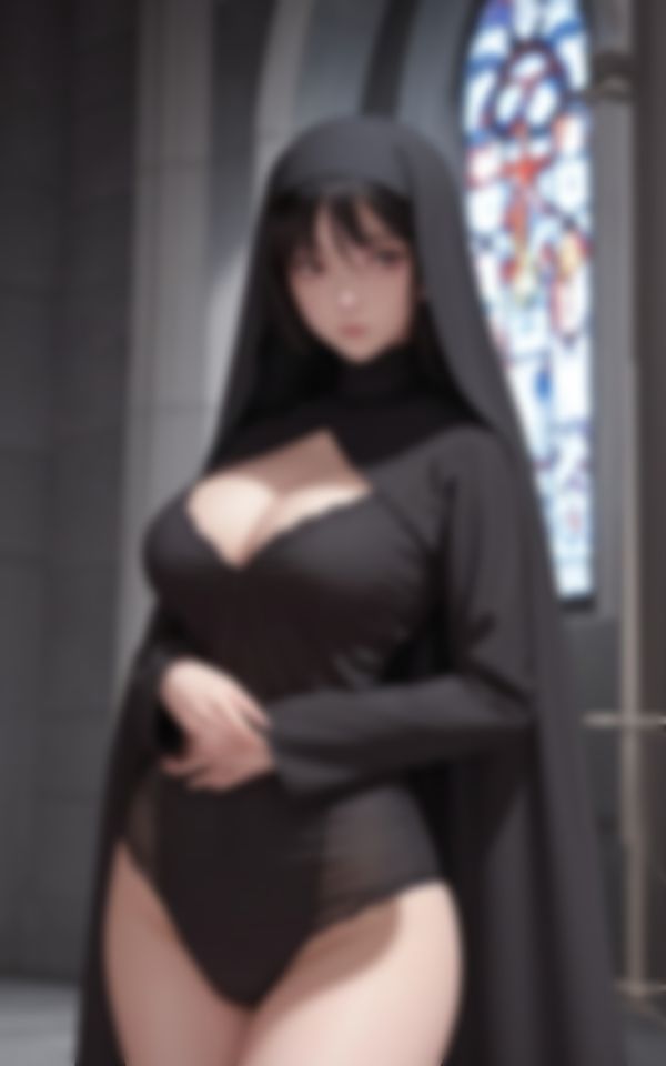 サンプル画像1:煩悩が止まらない淫乱人妻新人シスターが教会で…。(あくあAI) [d_424269]