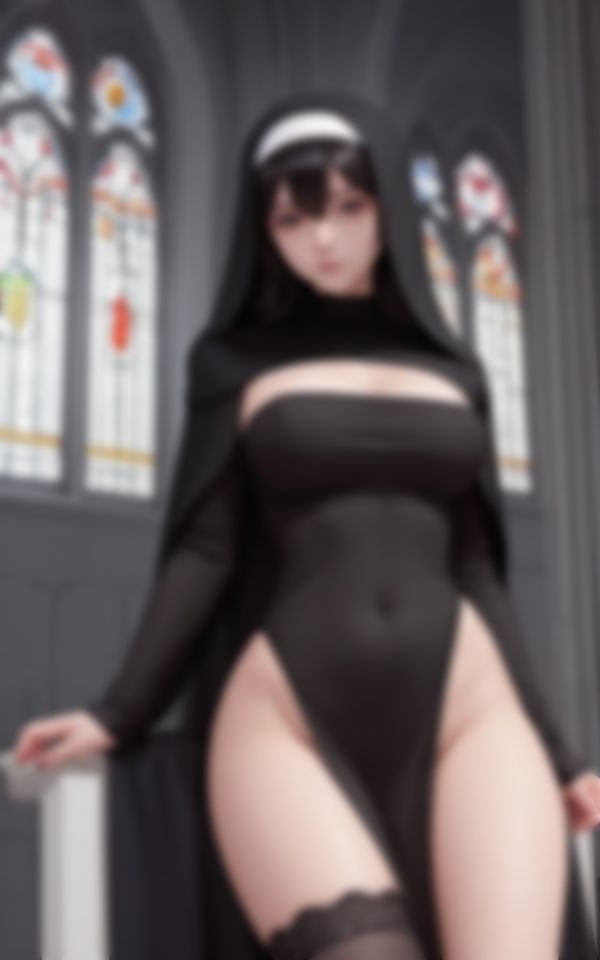 サンプル画像5:煩悩が止まらない淫乱人妻新人シスターが教会で…。(あくあAI) [d_424269]