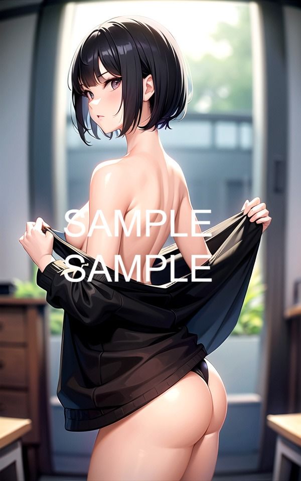 サンプル画像1:黒髪美女の着替えイラスト集(ラテ) [d_424423]