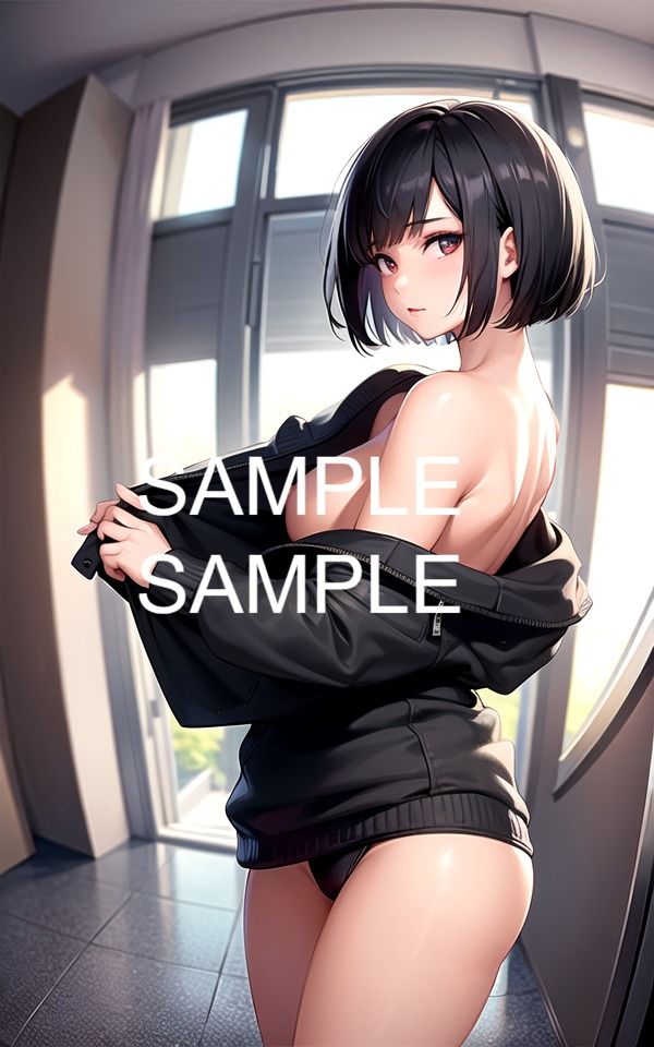 サンプル画像5:黒髪美女の着替えイラスト集(ラテ) [d_424423]