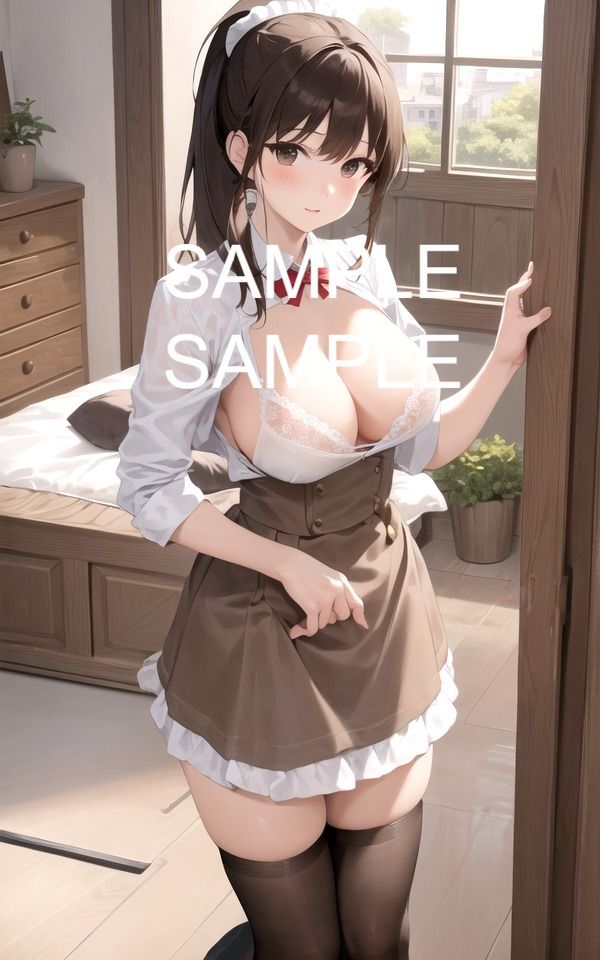 サンプル画像1:はだけたメイド服美女イラスト(ラテ) [d_424464]