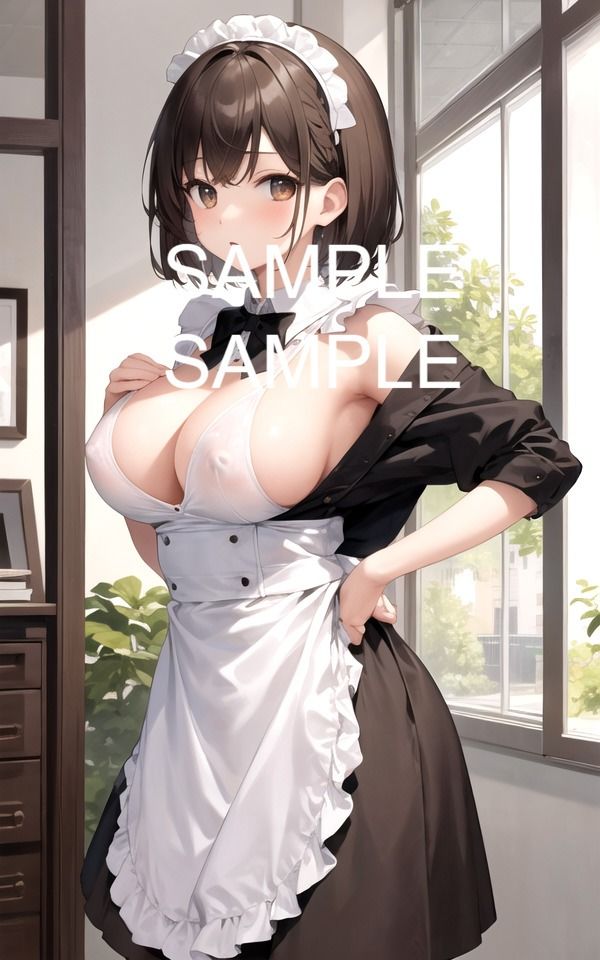 サンプル画像5:はだけたメイド服美女イラスト(ラテ) [d_424464]