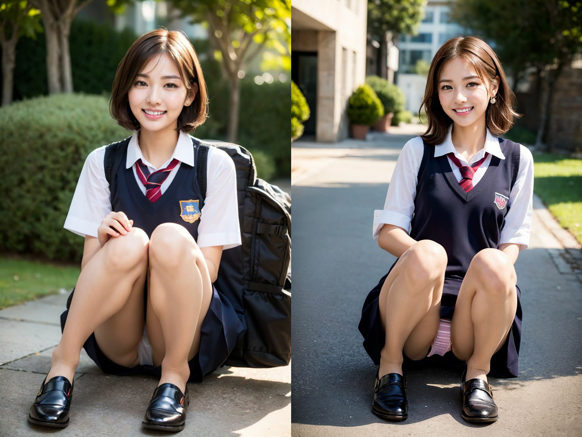 サンプル画像6:スカート履き忘れちゃったJKたち（150枚）＋パンチラ＆パンモロJK（50枚）(AI美女シークレット) [d_424474]