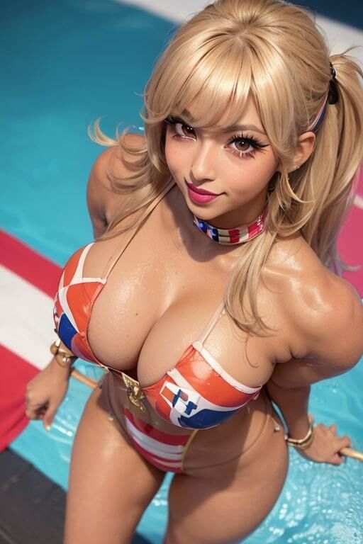 サンプル画像6:AIグラビア写真集 爆乳国旗水着ギャル(YUKI) [d_425600]