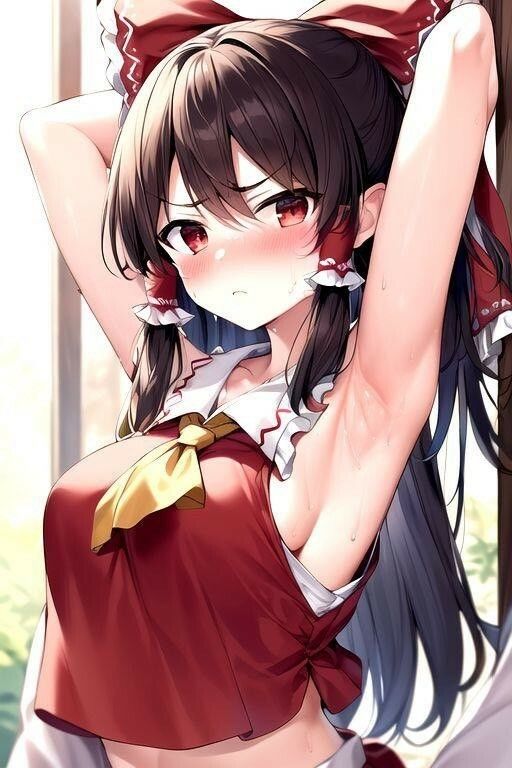 汗まみれ霊夢の脇と乳