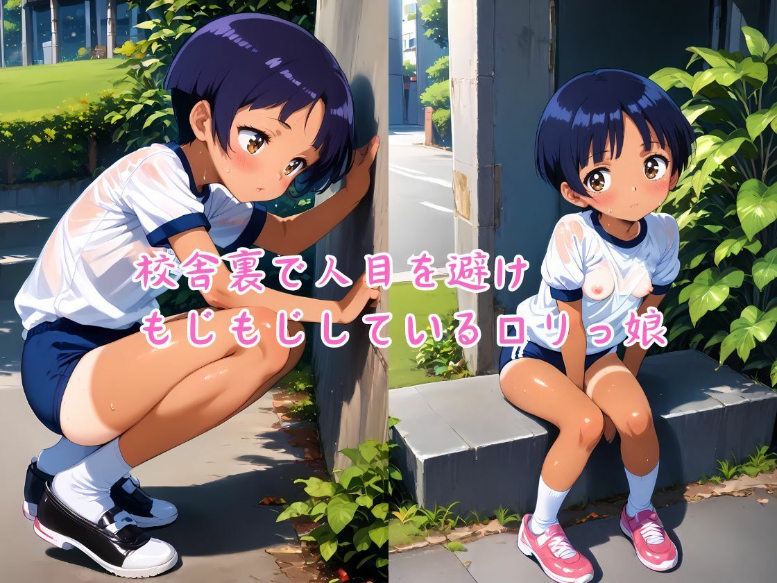 サンプル画像1:ボーイッシュな体操服の日焼け少女をこっそり校舎裏でハメてみた(エロロ草紙) [d_426626]