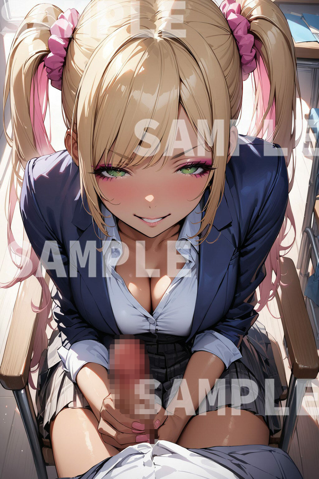 サンプル画像6:黒ギャルの挑発 – 胸の谷間とふともも -(illuaスタジオ) [d_427428]