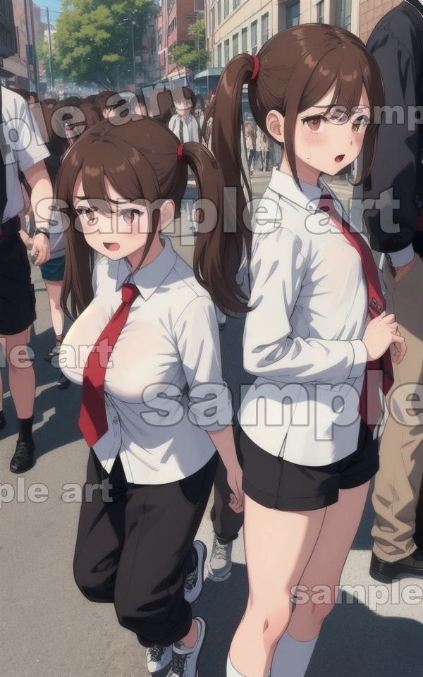 サンプル画像1:街角乱交スペシャル！可愛い後輩が通りすがりの人に触れられるハプバー乱交道路(秘密のまんこちゃん) [d_427488]