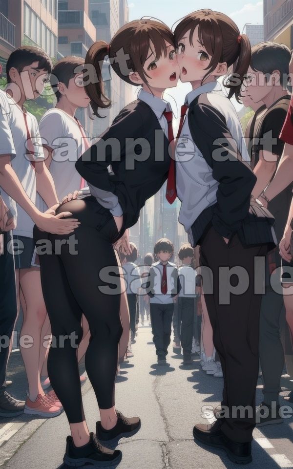 サンプル画像2:街角乱交スペシャル！可愛い後輩が通りすがりの人に触れられるハプバー乱交道路(秘密のまんこちゃん) [d_427488]