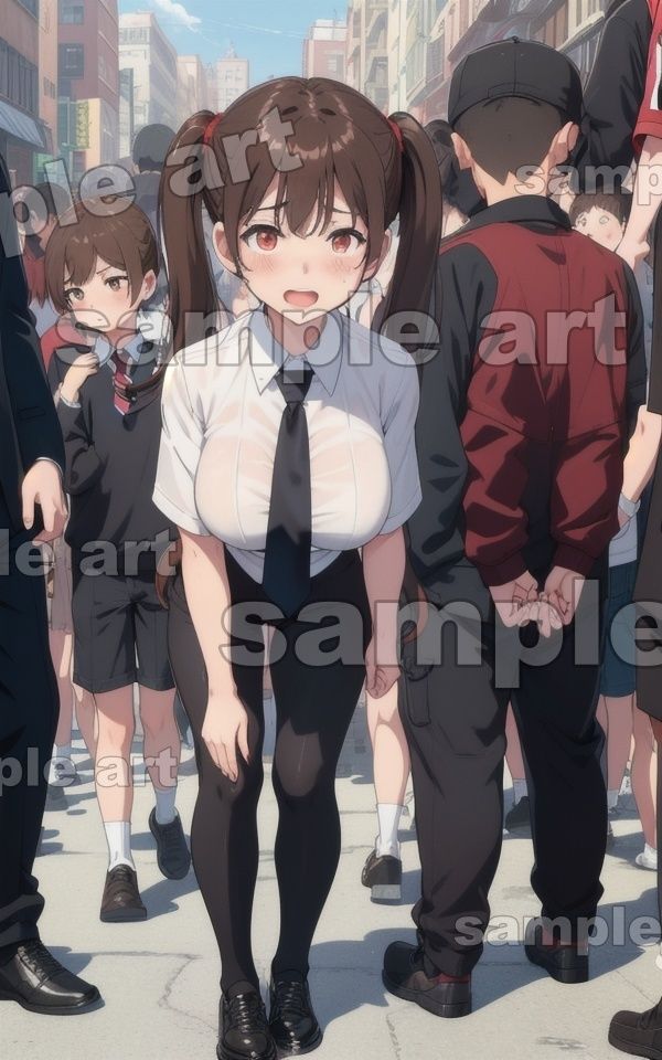 サンプル画像4:街角乱交スペシャル！可愛い後輩が通りすがりの人に触れられるハプバー乱交道路(秘密のまんこちゃん) [d_427488]