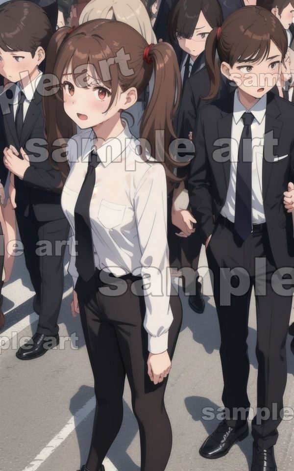 サンプル画像6:街角乱交スペシャル！可愛い後輩が通りすがりの人に触れられるハプバー乱交道路(秘密のまんこちゃん) [d_427488]