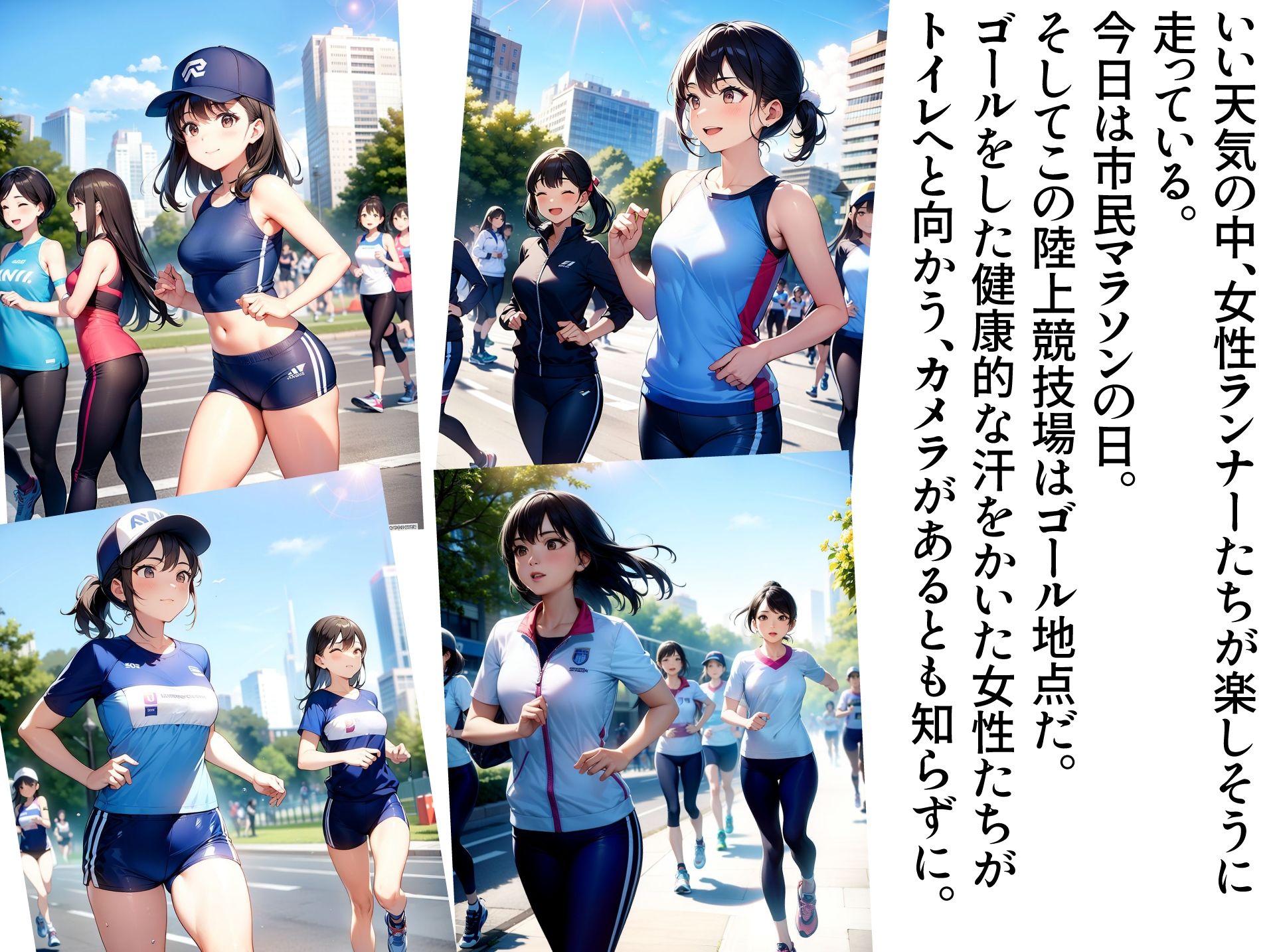 サンプル画像6:陸上競技場トイレ盗撮-陸上少女放尿-(AIいらすとアダルトフリーギャラリー) [d_427941]