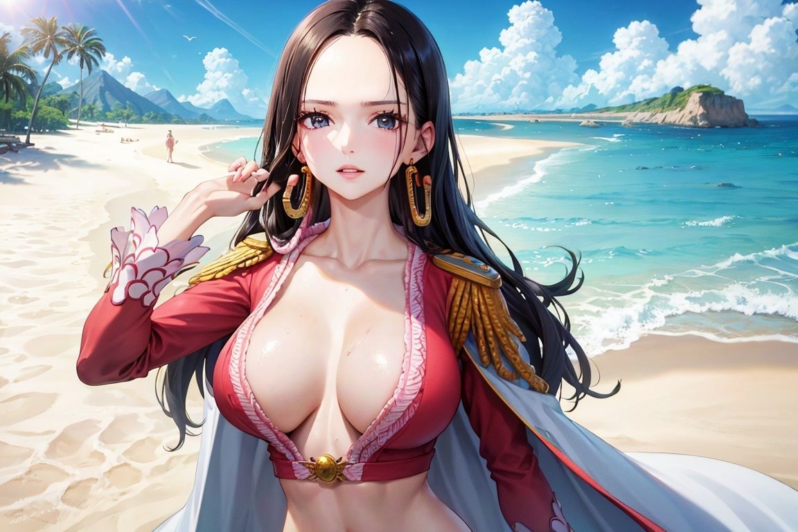 サンプル画像1:ビーチでヤられたハンコック デカマラ突き刺し連続アクメ！(ライトフィニッシュ) [d_428035]